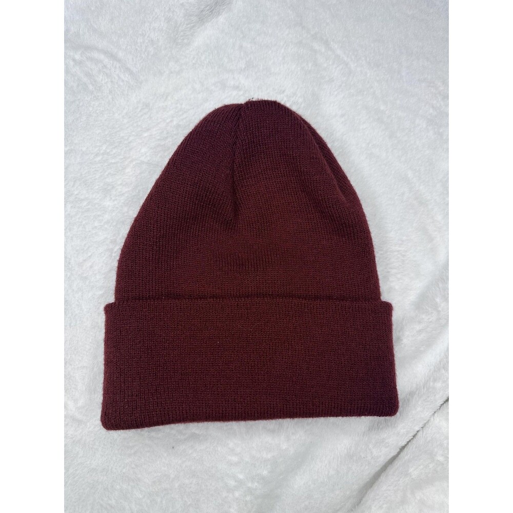 Yupoong Hat Beanie Mens One Size Red Knit Cuffed Pacific Northwest Patch Winter - Picture 2 of 3